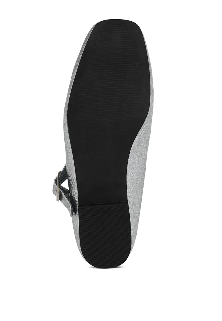 Women Pin Buckle Glitter Flat Ballerina