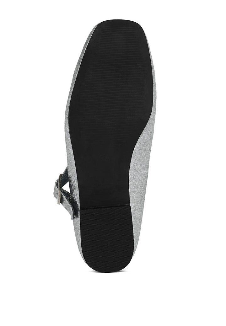 Women Pin Buckle Glitter Flat Ballerina