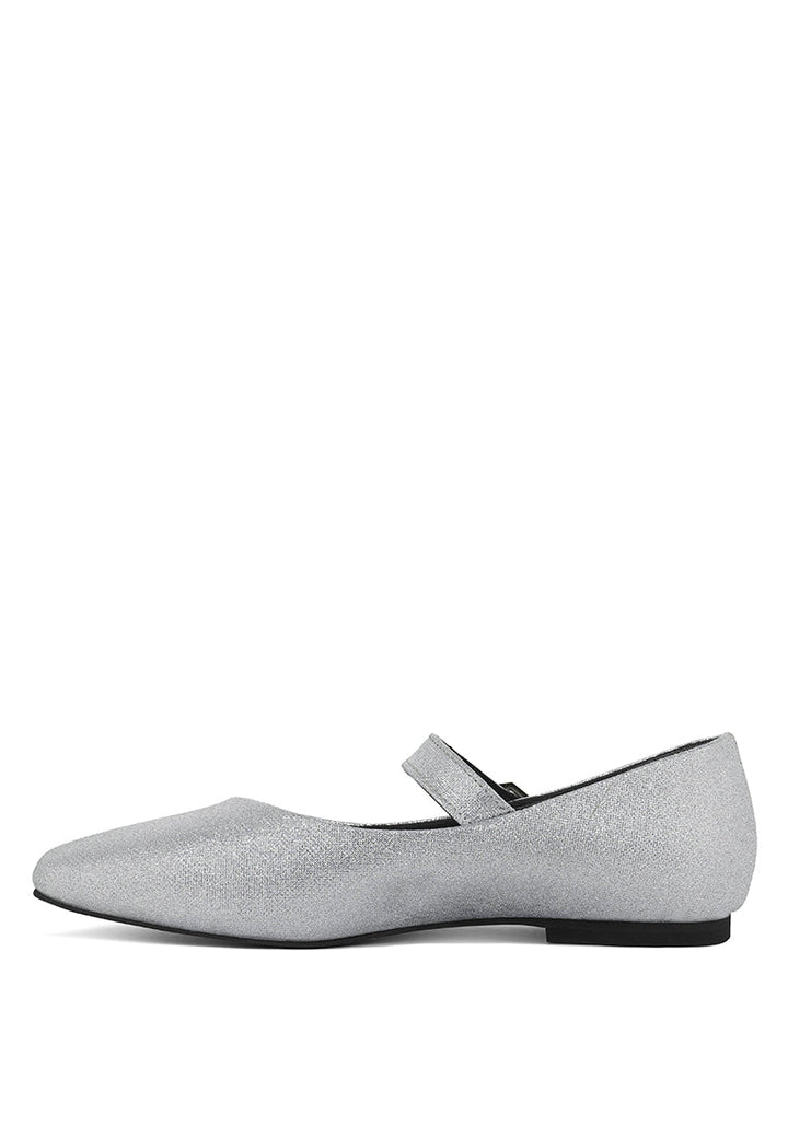 Women Pin Buckle Glitter Flat Ballerina