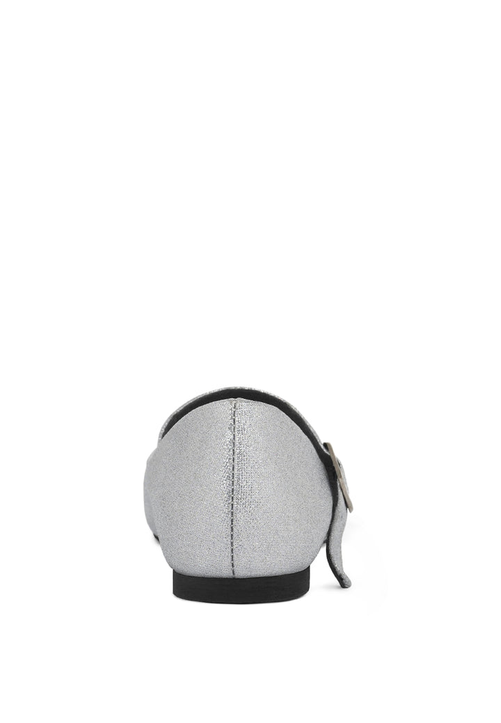 Women Pin Buckle Glitter Flat Ballerina