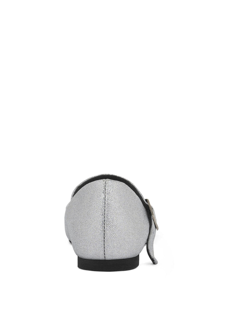 Women Pin Buckle Glitter Flat Ballerina