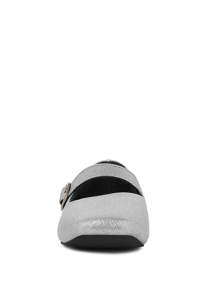 Women Pin Buckle Glitter Flat Ballerina