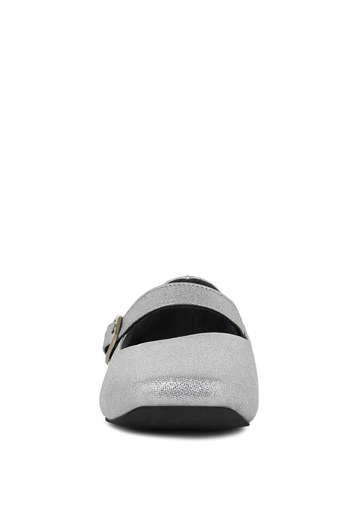 Women Pin Buckle Glitter Flat Ballerina