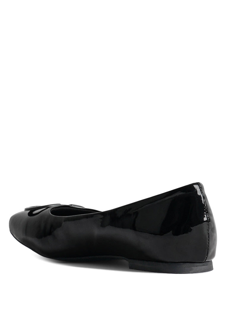 women pin buckle glitter flat ballerina#color_black