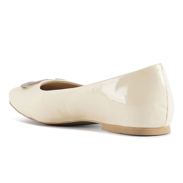 london rag women glossy faux leather horsebit ballerinas#color_off-white