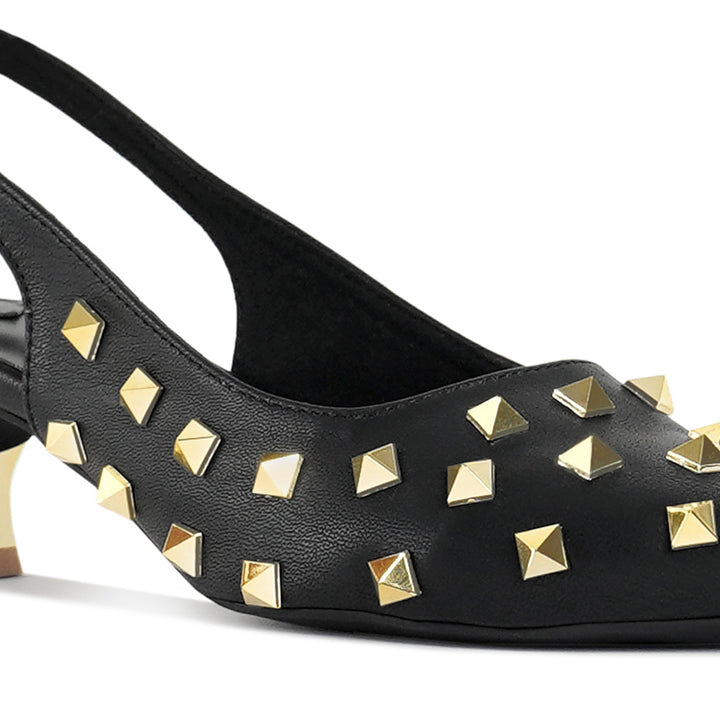 london rag women gold accent studded sandals#color_black