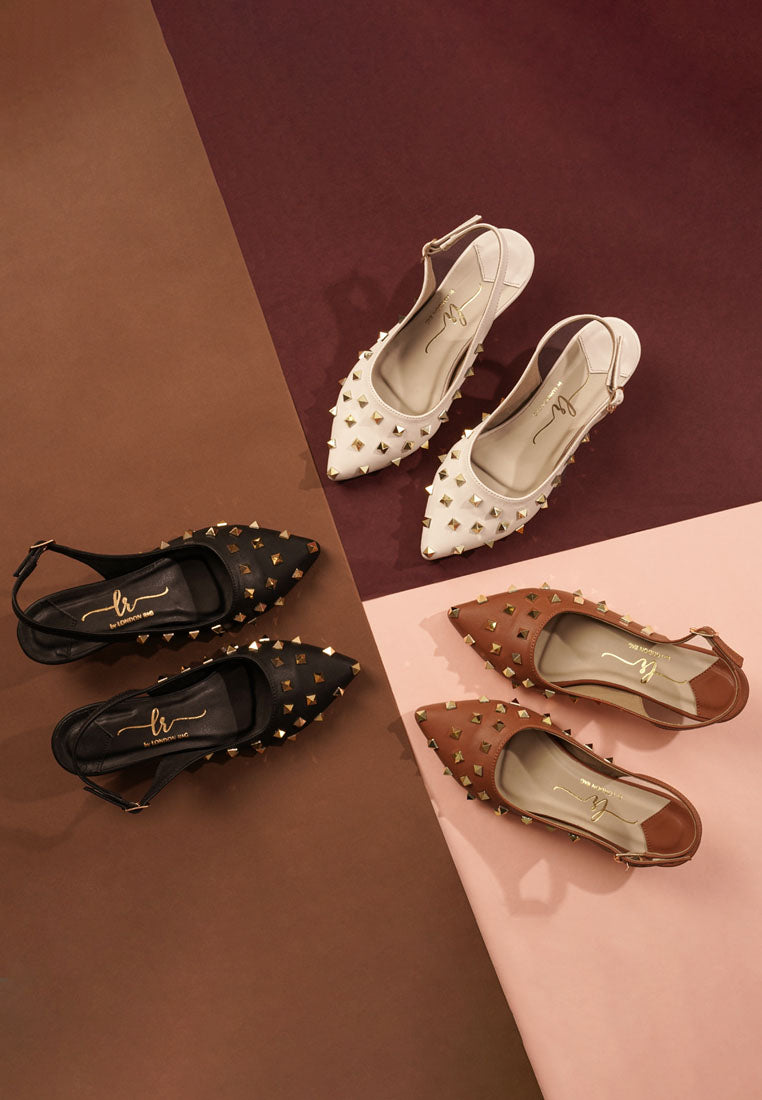 women gold accent studded sandals#color_black