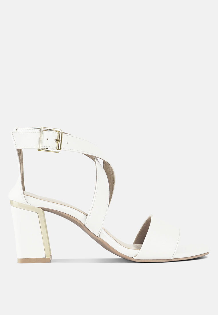 women square toe strappy block heels#color_white