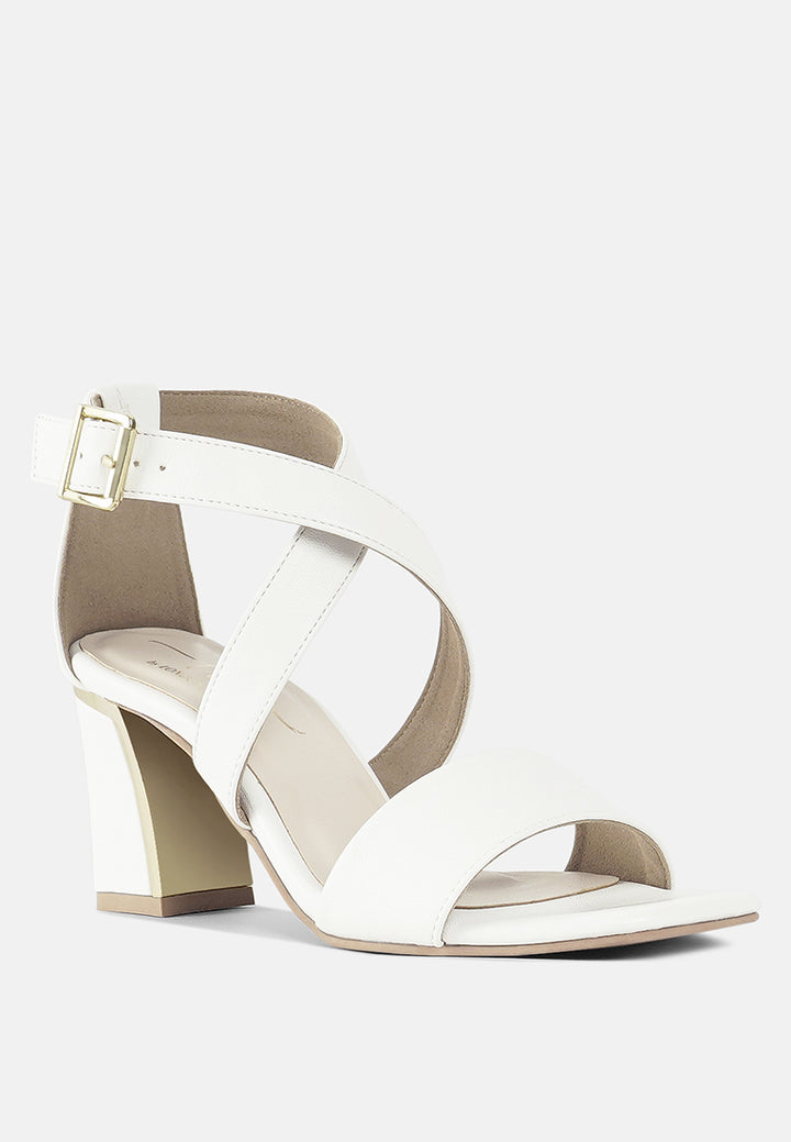 women square toe strappy block heels#color_white