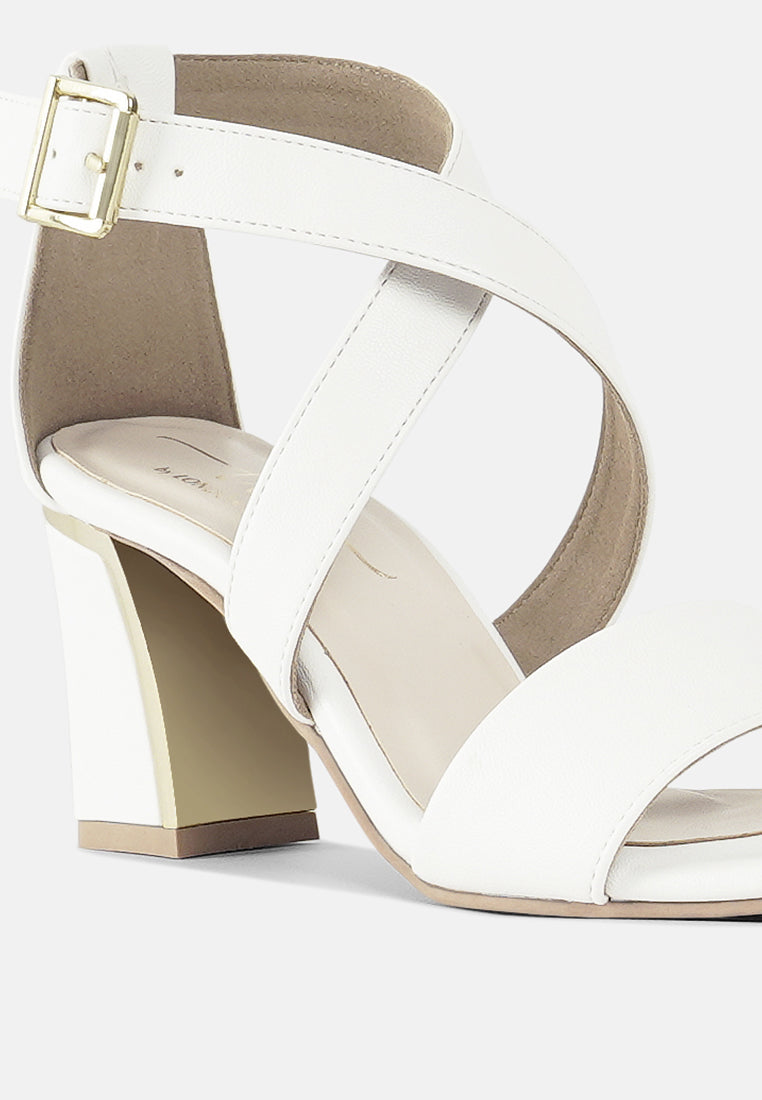 women square toe strappy block heels#color_white