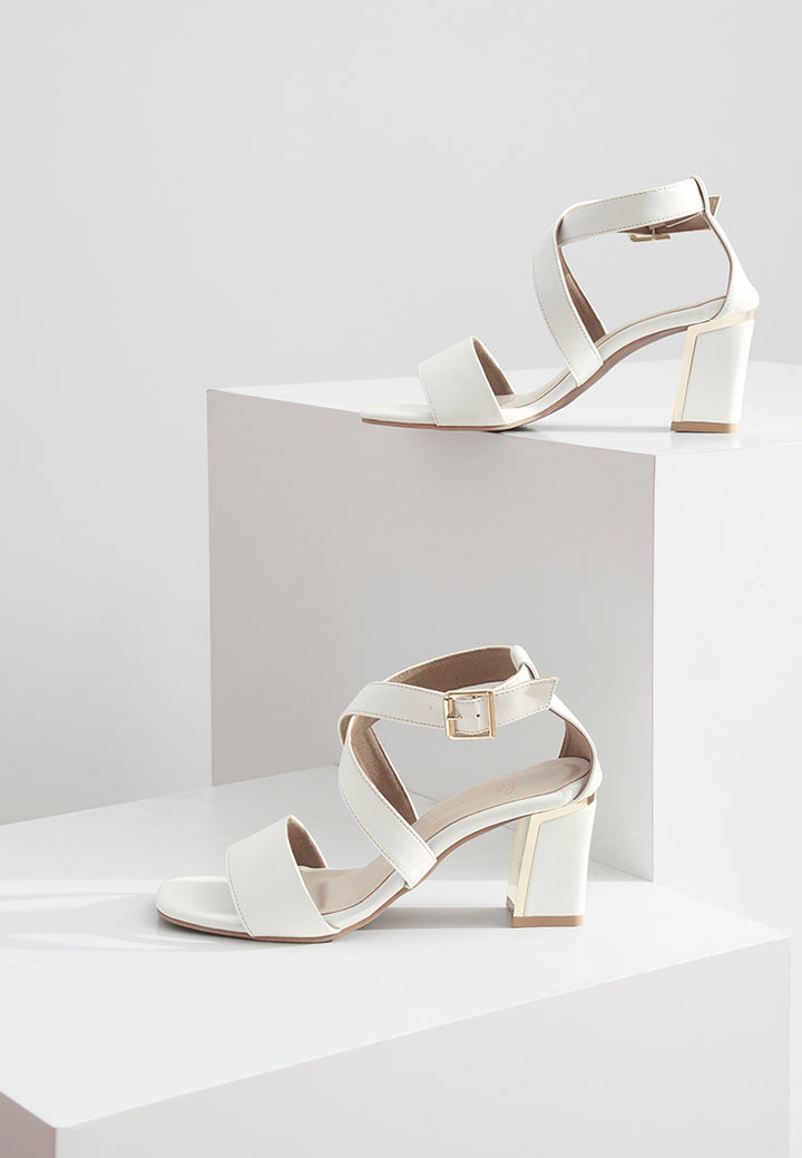 women square toe strappy block heels#color_white