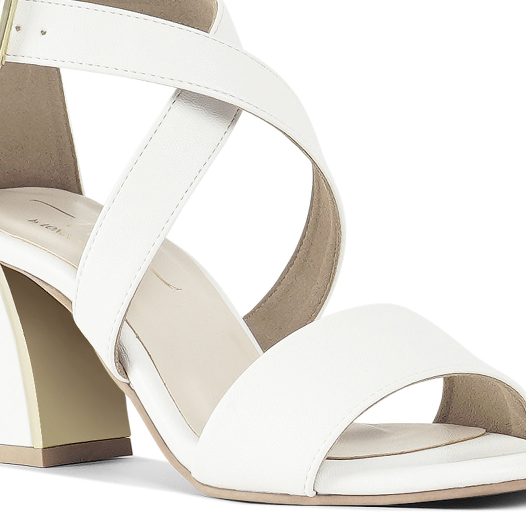 square toe strappy block heels#color_white