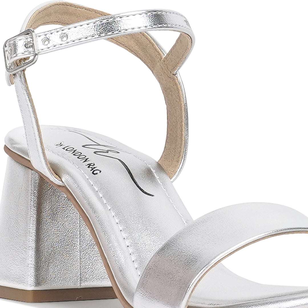 london rag women metallic faux leather sandals#color_silver