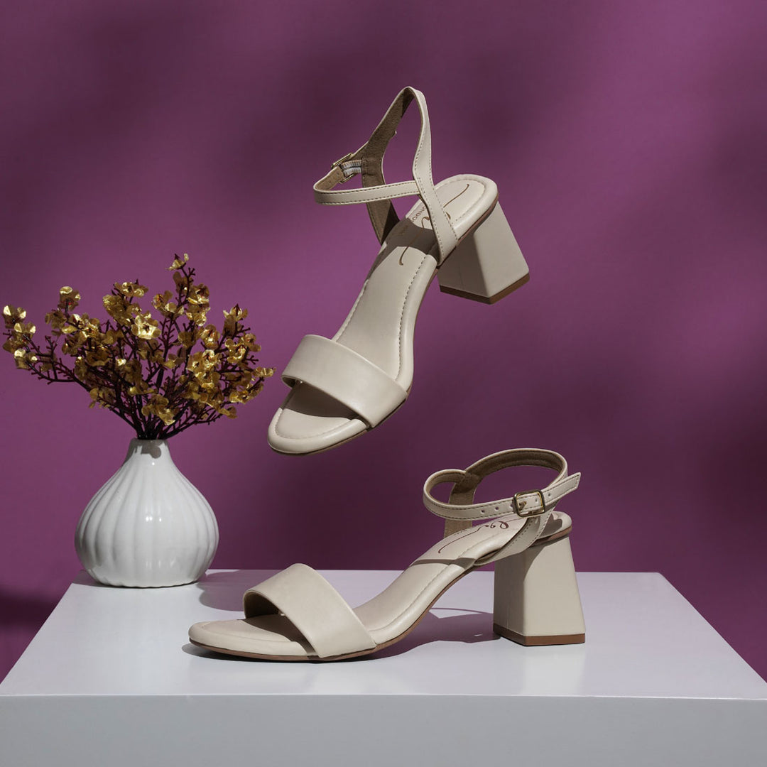 Women Pin Buckle Strap Block Heels