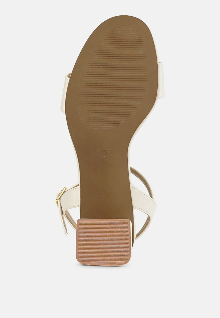 women pin buckle strap block heels#color_beige