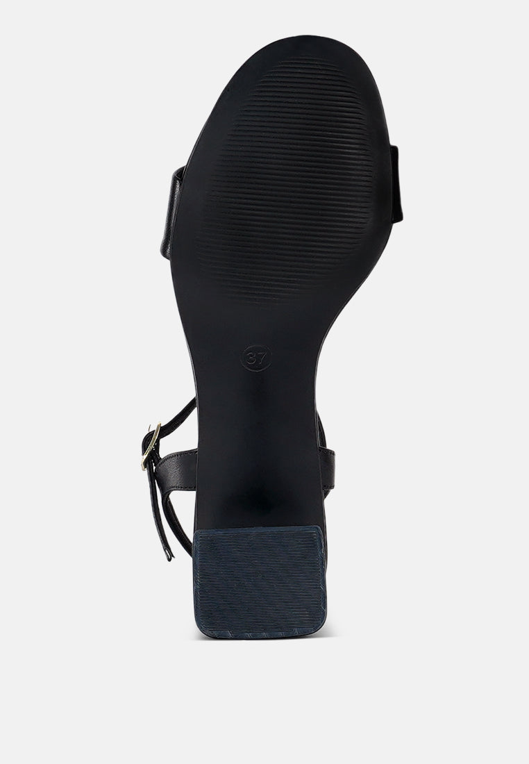 women pin buckle strap block heels#color_black