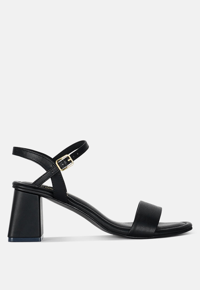 women pin buckle strap block heels#color_black