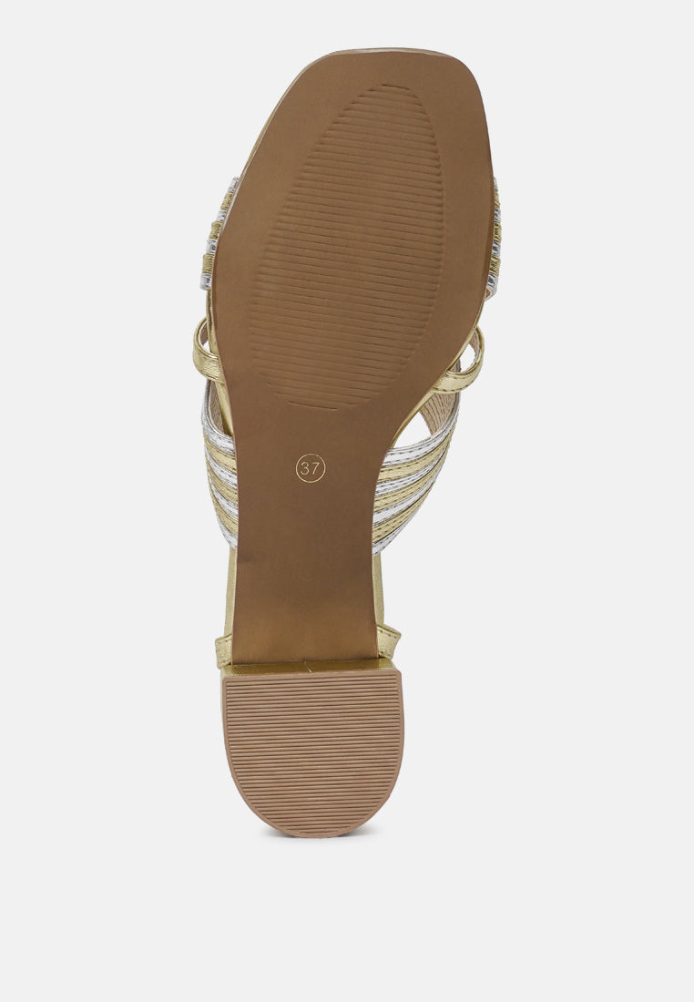 women metallic criss-cross ankle strap sandals#color_gold