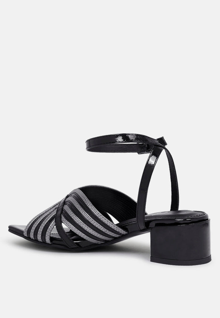 women square toe criss-cross ankle strap sandals#color_black