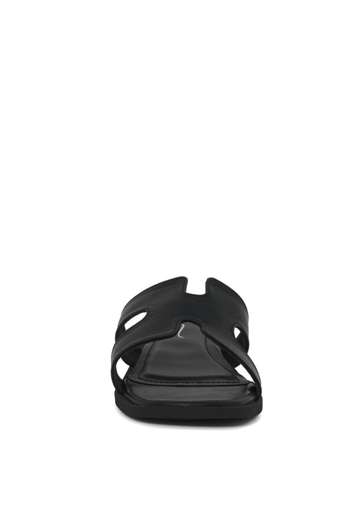 women faux leather wooden heel mules#color_white