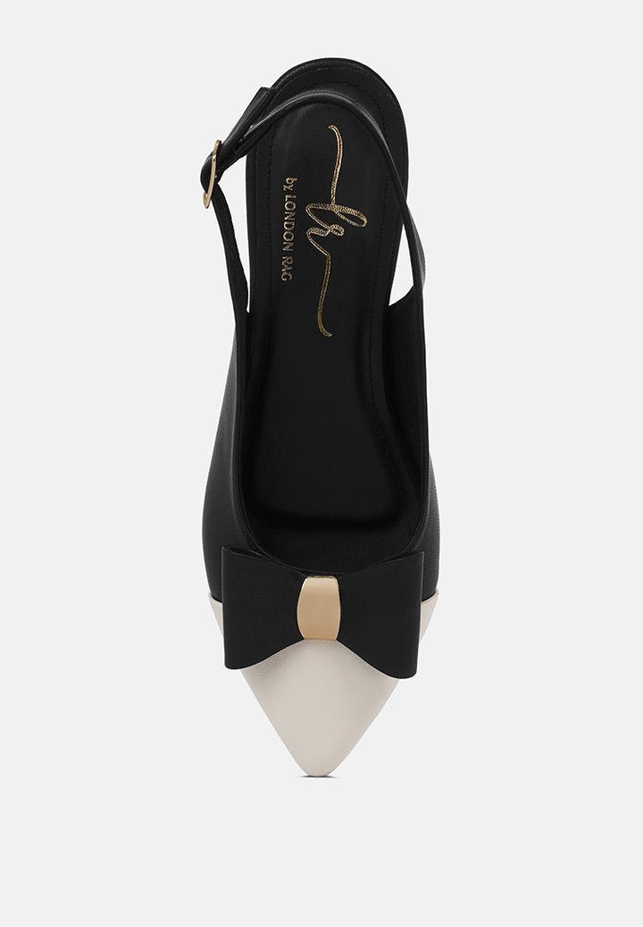 women flared heel bow dress heels#color_black