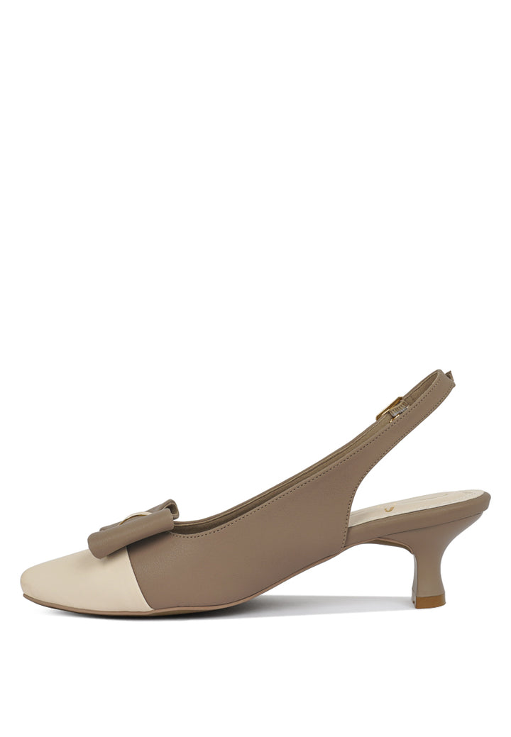 women flared heel bow dress heels#color_taupe