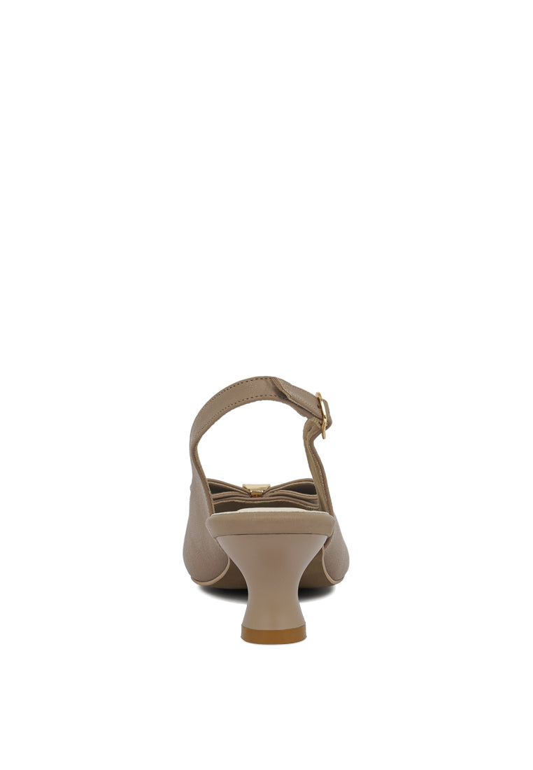 women flared heel bow dress heels#color_nude