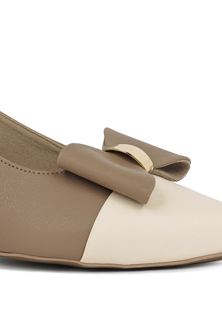 women flared heel bow dress heels#color_taupe