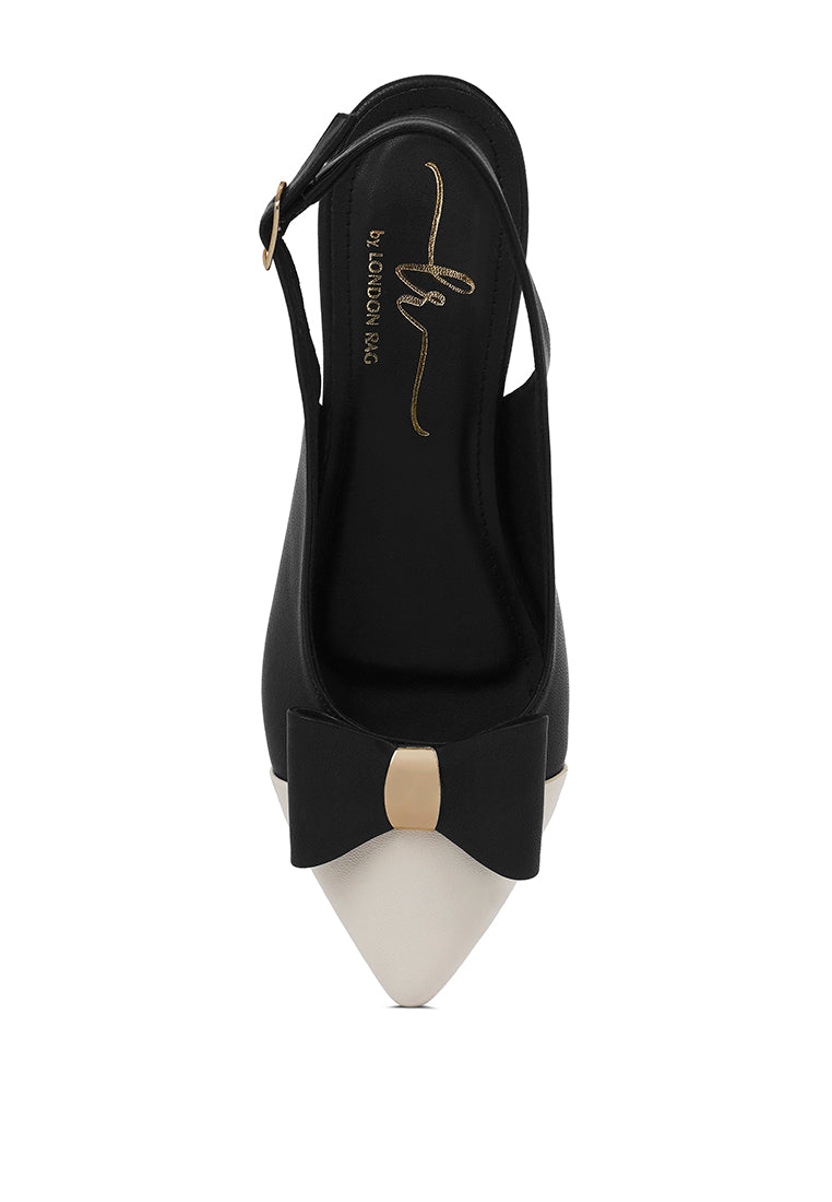 Women Flared Heel Bow Dress Heels