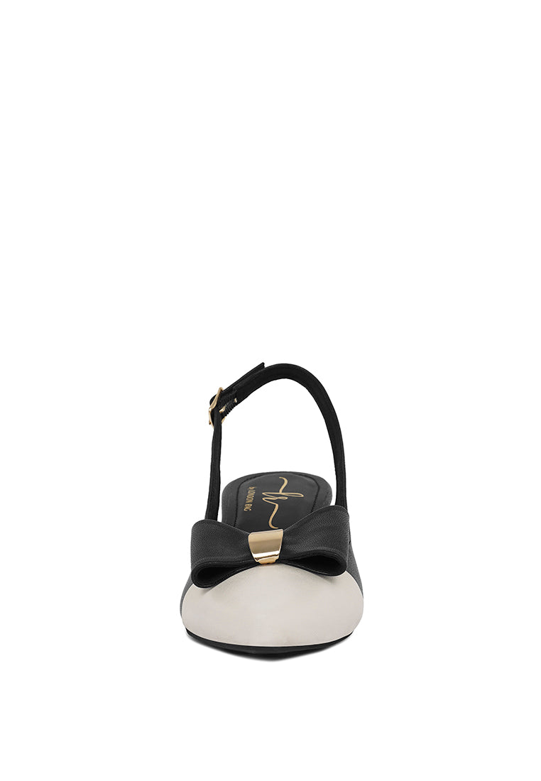 Women Flared Heel Bow Dress Heels