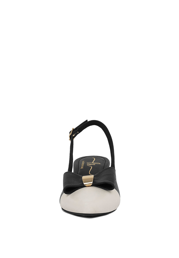 Women Flared Heel Bow Dress Heels