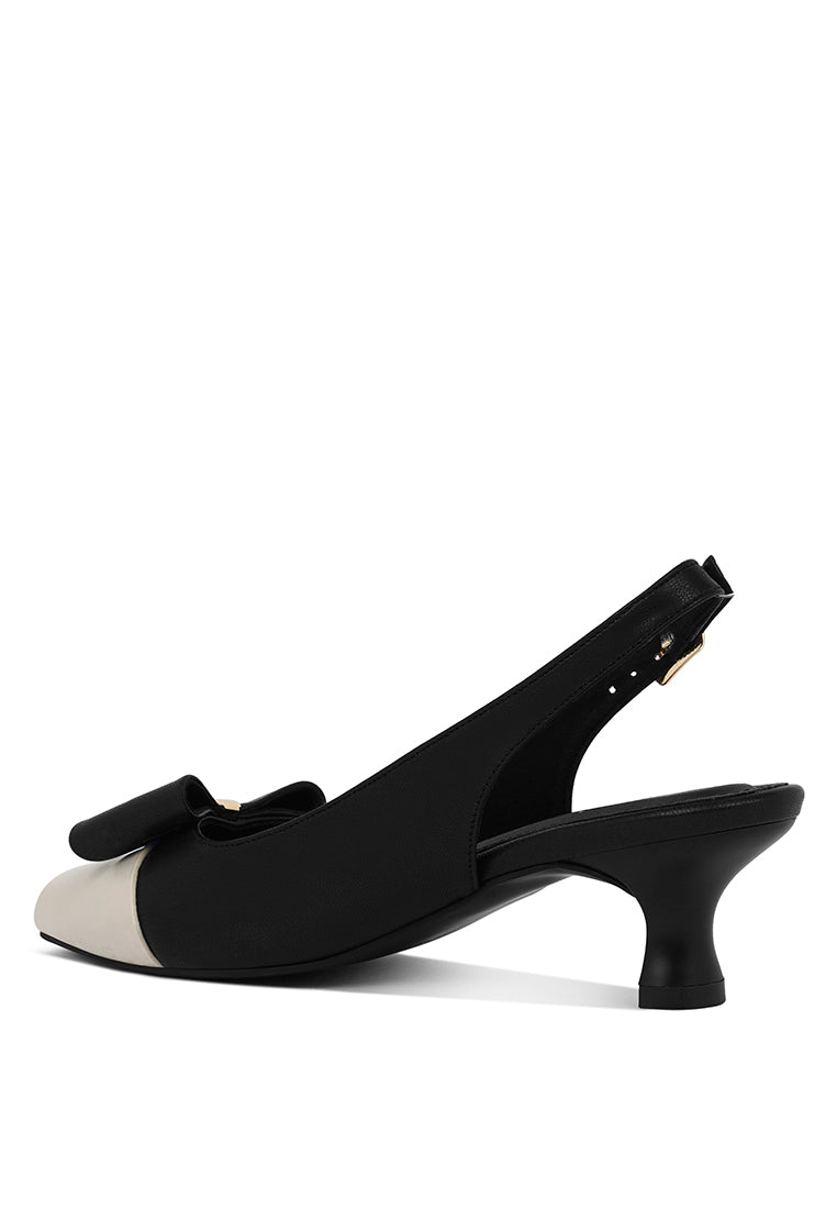 Women Flared Heel Bow Dress Heels