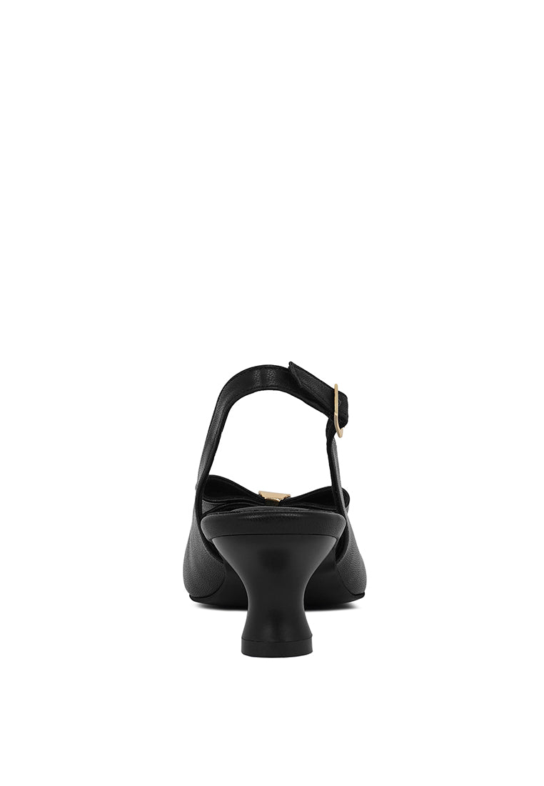 Women Flared Heel Bow Dress Heels