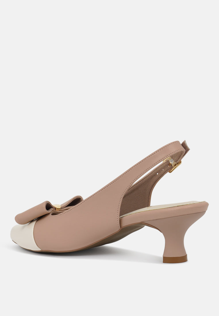 Women Flared Heel Bow Dress Heels