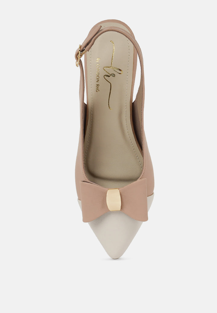 women flared heel bow dress heels#color_nude