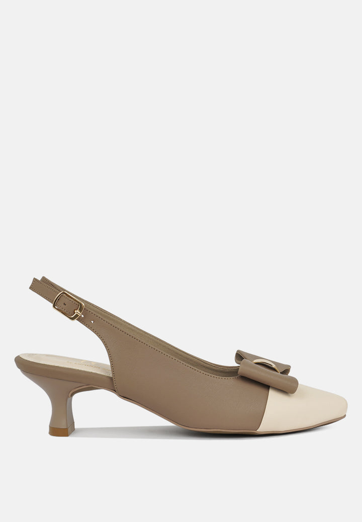 women flared heel bow dress heels#color_taupe