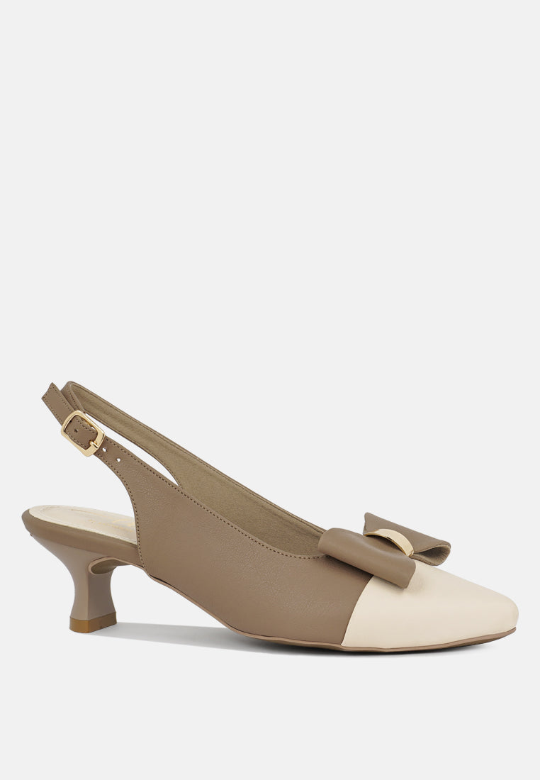 women flared heel bow dress heels#color_taupe