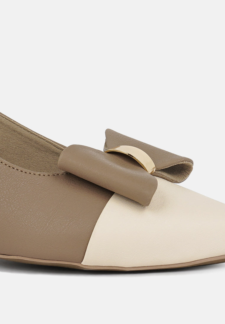women flared heel bow dress heels#color_taupe