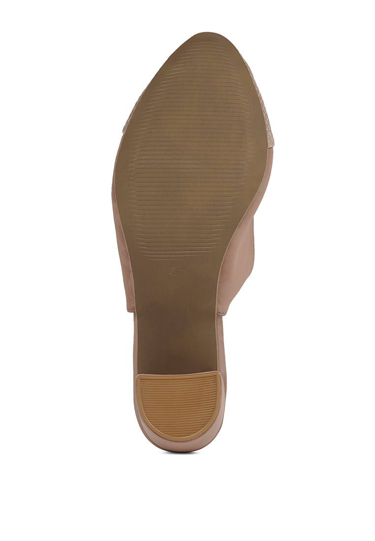 women pin buckle metallic toe cap heels#color_blush