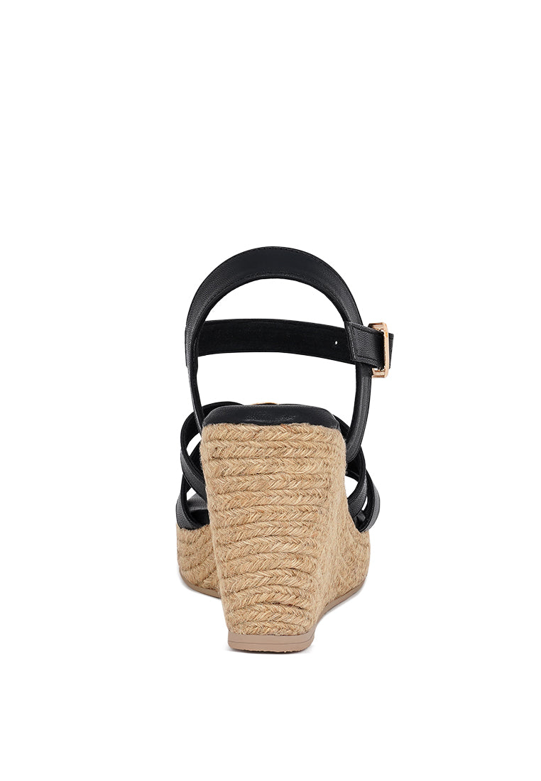 women comfortable pin buckle espadrille wedges#color_tan