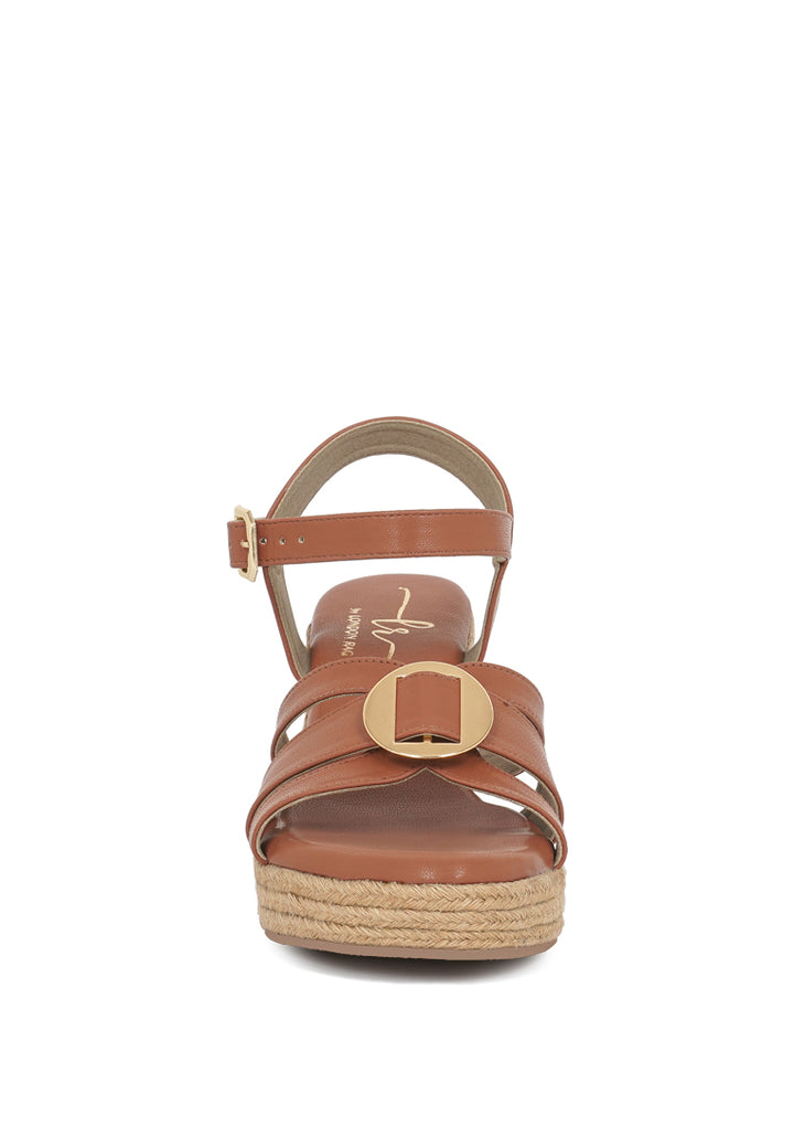 women comfortable pin buckle espadrille wedges#color_white