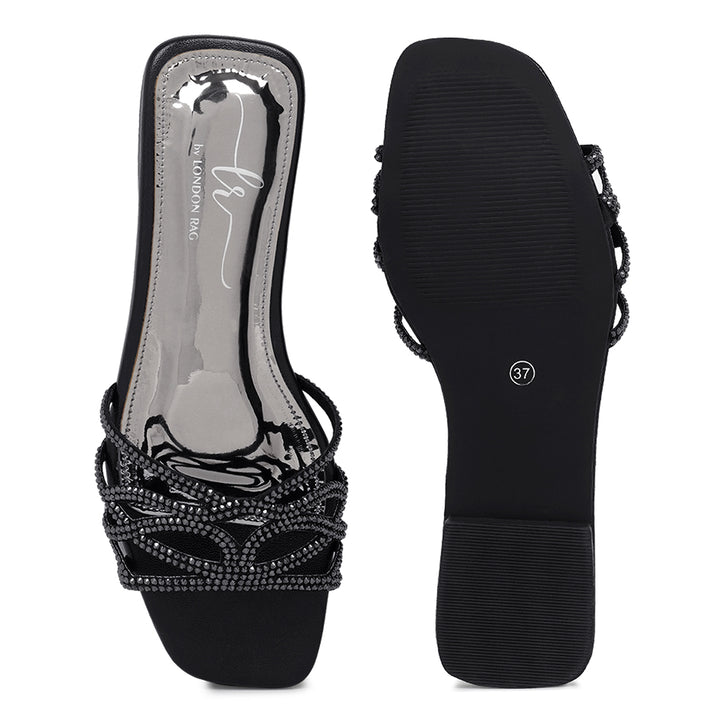 women rhinestone-embellished slip-on flats#color_black