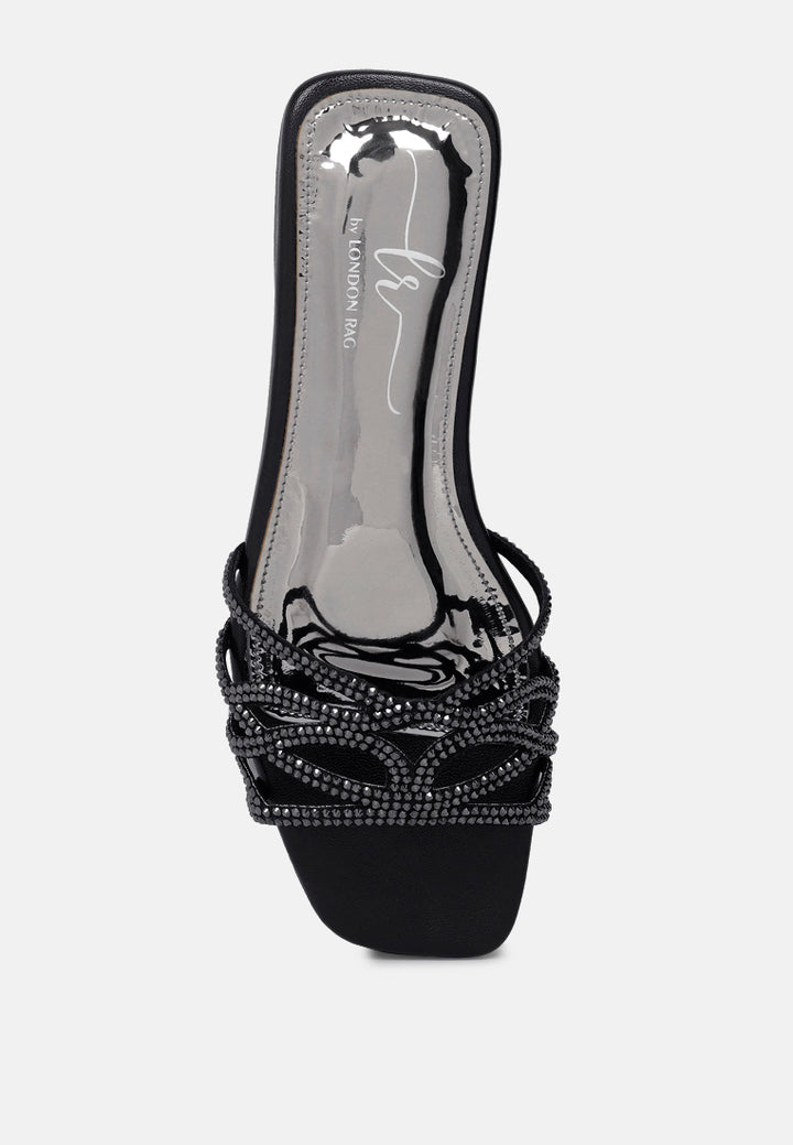 women rhinestone-embellished slip-on flats#color_black