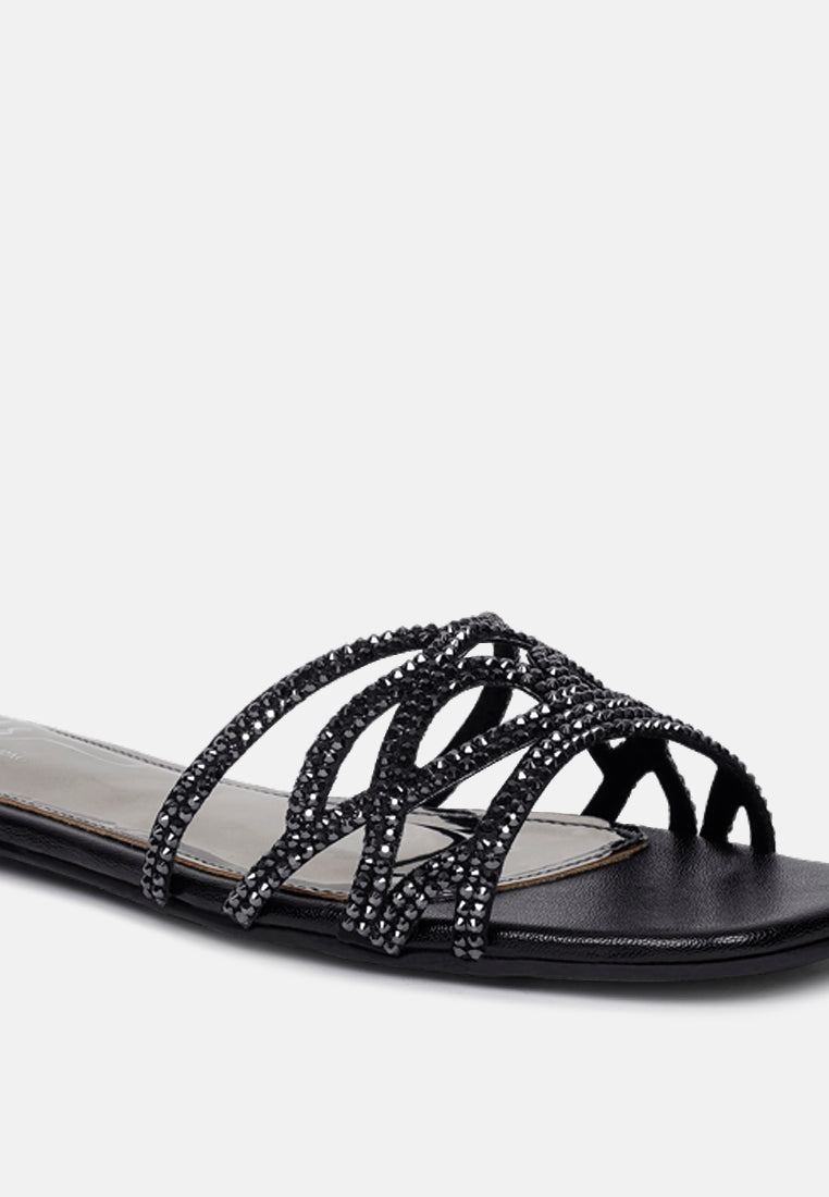 women rhinestone-embellished slip-on flats#color_black