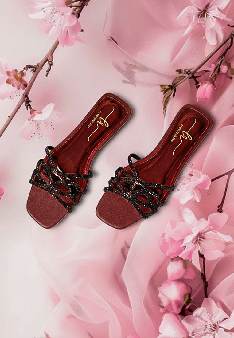 women rhinestone-embellished slip-on flats#color_burgundy