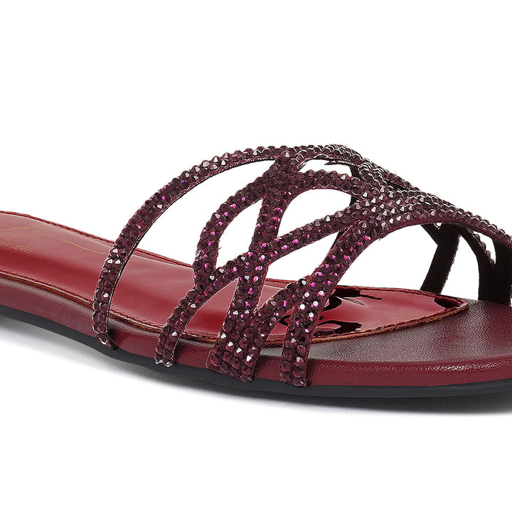 women rhinestone-embellished slip-on flats#color_burgundy