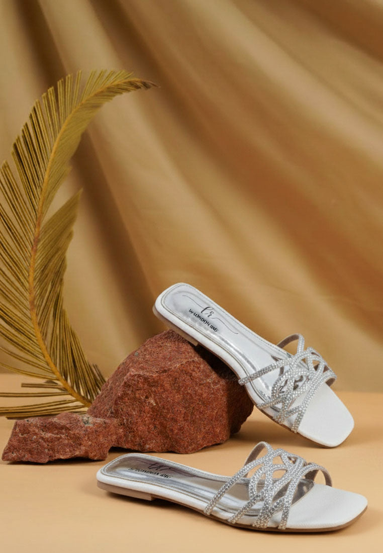 women rhinestone-embellished slip-on flats#color_white