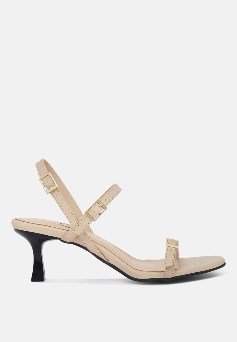 women strappy faux leather kitten heels#color_beige