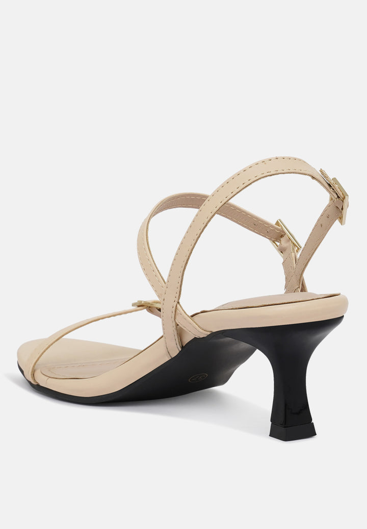 women strappy faux leather kitten heels#color_beige