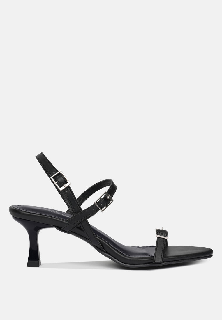 women strappy faux leather kitten heels#color_black